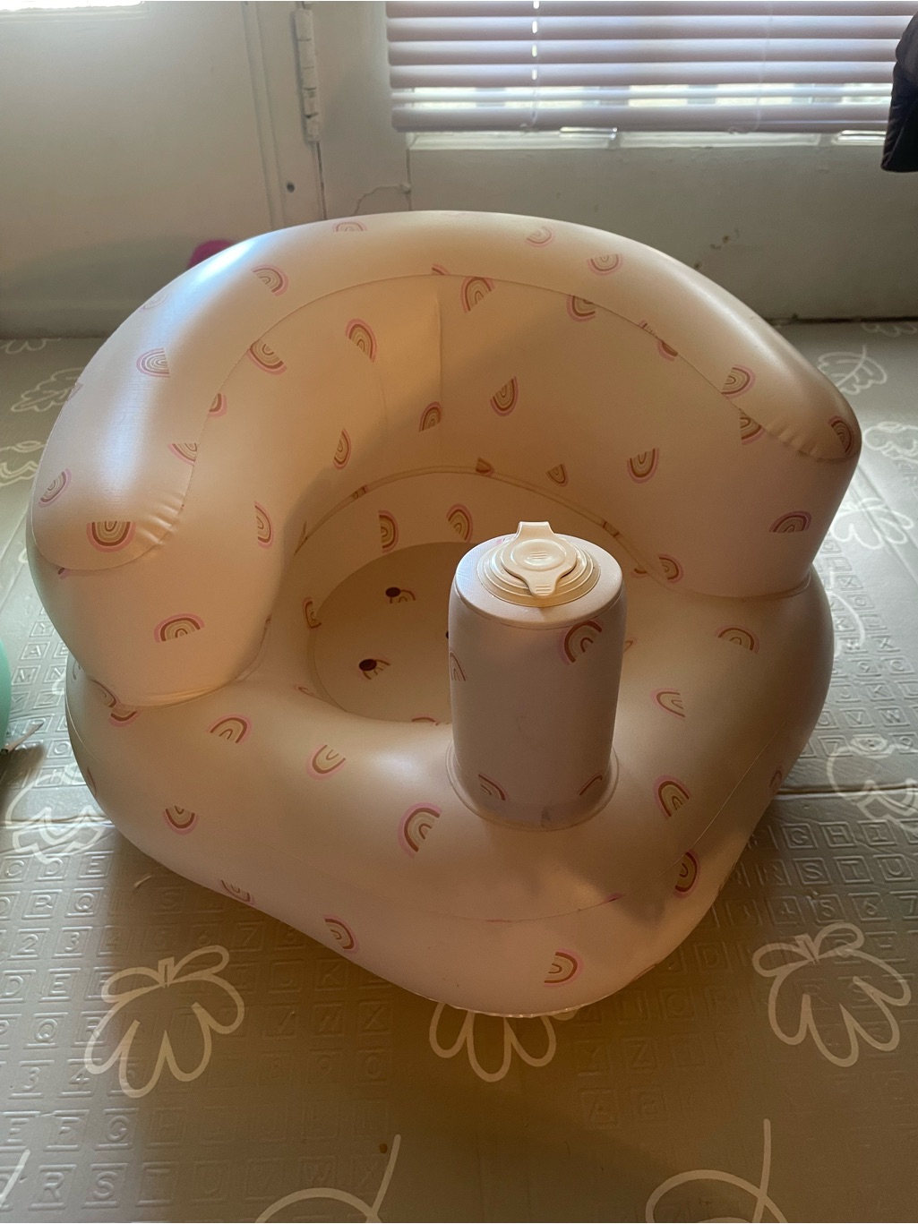 Inflatable Baby Seat With Rainbow Print - Blush Pink